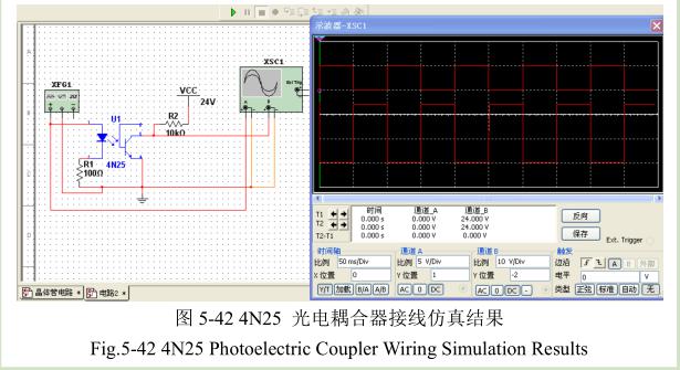 光電耦合其接線仿真結果